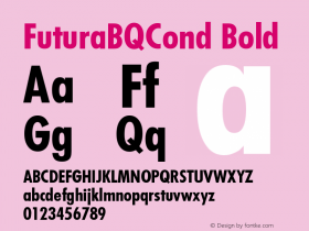 FuturaBQCond Bold Version 001.000 Font Sample