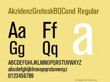 AkzidenzGroteskBQCond Regular Version 001.000 Font Sample