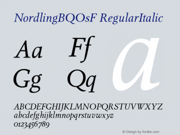 NordlingBQOsF RegularItalic Version 001.001 Font Sample