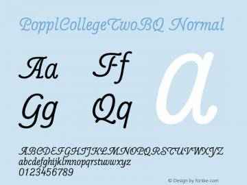 PopplCollegeTwoBQ Normal Version 001.000 Font Sample