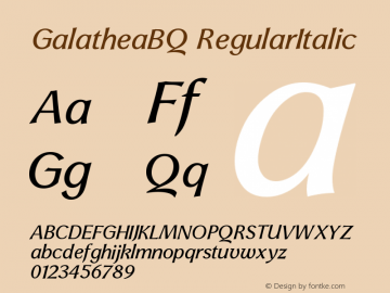 GalatheaBQ RegularItalic Version 001.001 Font Sample