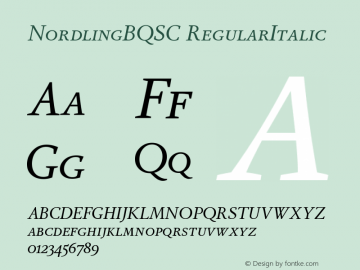 NordlingBQSC RegularItalic Version 001.001 Font Sample