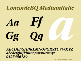 ConcordeBQ MediumItalic Version 001.000 Font Sample