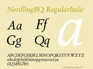 NordlingBQ RegularItalic Version 001.001 Font Sample