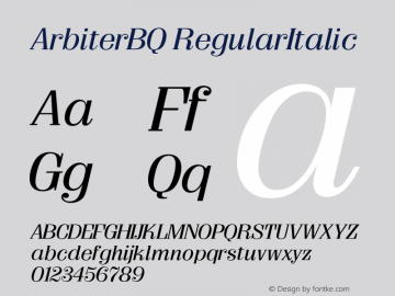 ArbiterBQ RegularItalic Version 001.001 Font Sample