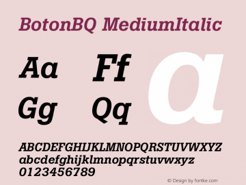 BotonBQ MediumItalic Version 001.001 Font Sample