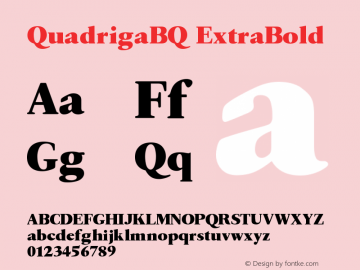 QuadrigaBQ ExtraBold Version 001.001 Font Sample