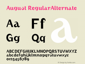 August RegularAlternate Version 001.000 Font Sample