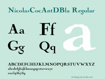 NicolasCocAntDBla Regular Version 001.005 Font Sample