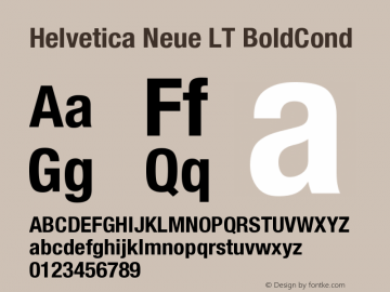 Helvetica Neue LT BoldCond Version 006.000 Font Sample