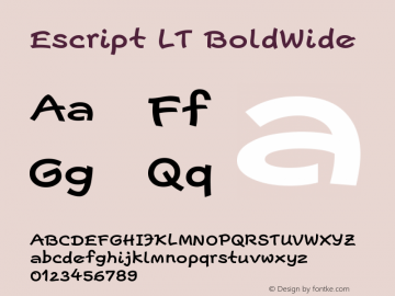 Escript LT BoldWide Version 001.000 Font Sample