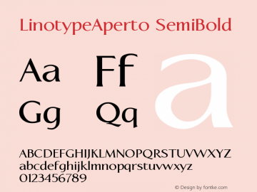 LinotypeAperto SemiBold Version 005.000 Font Sample
