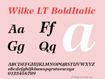 Wilke LT BoldItalic Version 006.000图片样张