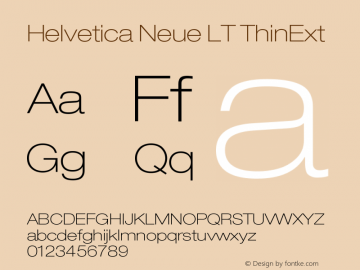 Helvetica Neue LT ThinExt Version 006.000 Font Sample