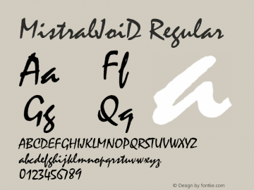 MistralJoiD Regular Version 001.005 Font Sample