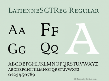 LatienneSCTReg Regular Version 001.005 Font Sample