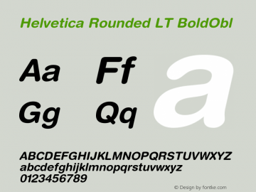 Helvetica Rounded LT BoldObl Version 006.000图片样张