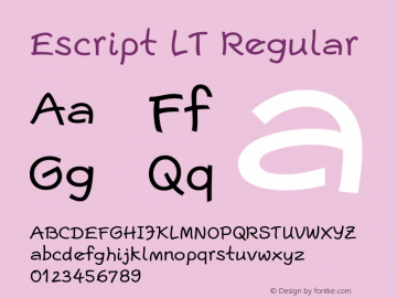 Escript LT Regular Version 001.000 Font Sample