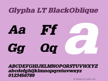 Glypha LT BlackOblique Version 006.000 Font Sample