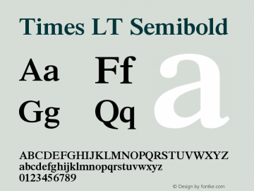 Times LT Semibold Version 006.000 Font Sample