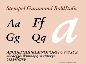 Stempel Garamond BoldItalic Version 001.000 Font Sample