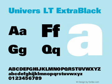 Univers LT ExtraBlack Version 006.000 Font Sample