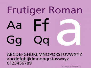 Frutiger Roman Version 001.000 Font Sample