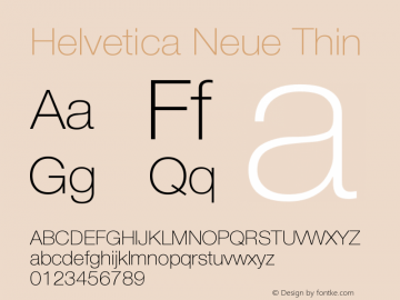 Helvetica Neue Thin Version 001.000图片样张