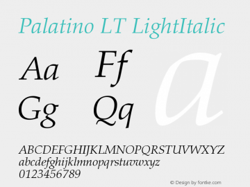 Palatino LT LightItalic Version 006.000 Font Sample