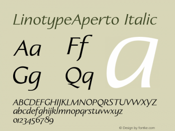 LinotypeAperto Italic Version 005.000图片样张