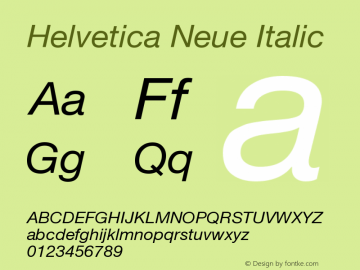 Helvetica Neue Italic Version 001.000图片样张