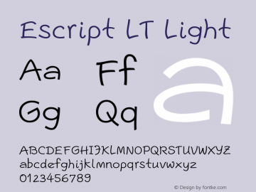 Escript LT Light Version 001.000 Font Sample