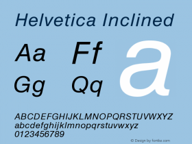 Helvetica Inclined Version 001.000 Font Sample