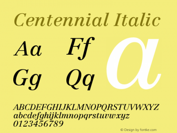 Centennial Italic Version 001.000图片样张