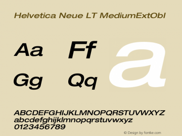 Helvetica Neue LT MediumExtObl Version 006.000 Font Sample