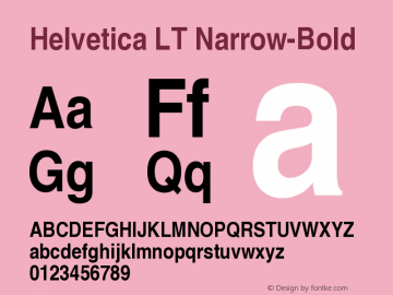 Helvetica LT Narrow-Bold Version 006.000 Font Sample