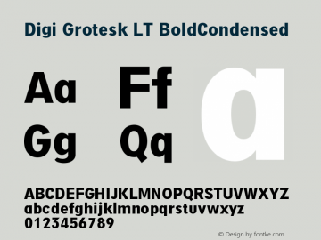 Digi Grotesk LT BoldCondensed Version 006.000 Font Sample