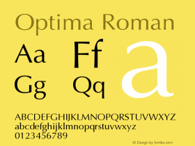 Optima Roman Version 001.000 Font Sample