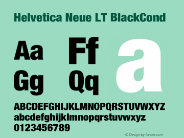 Helvetica Neue LT BlackCond Version 006.000 Font Sample