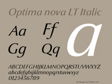 Optima nova LT Italic Version 001.000 Font Sample