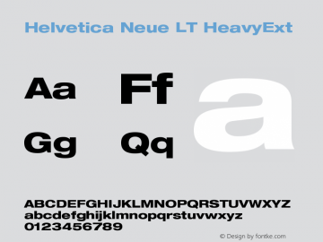 Helvetica Neue LT HeavyExt Version 006.000 Font Sample