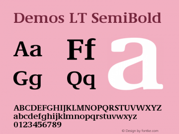 Demos LT SemiBold Version 002.000 Font Sample