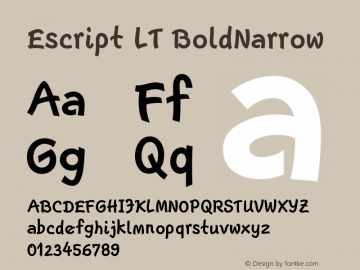 Escript LT BoldNarrow Version 001.000 Font Sample
