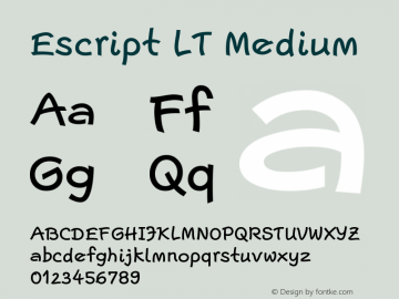 Escript LT Medium Version 001.000 Font Sample