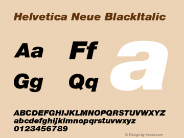 Helvetica Neue BlackItalic Version 001.000图片样张