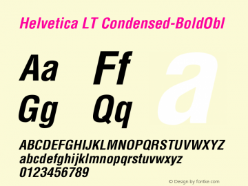 Helvetica LT Condensed-BoldObl Version 006.000图片样张