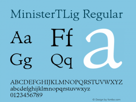 MinisterTLig Regular Version 001.005 Font Sample