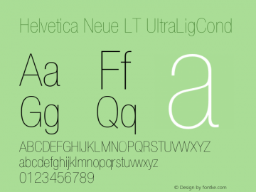 Helvetica Neue LT UltraLigCond Version 006.000图片样张