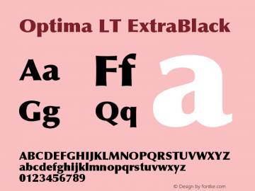 Optima LT ExtraBlack Version 006.000 Font Sample