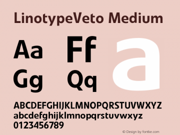 LinotypeVeto Medium Version 005.000 Font Sample